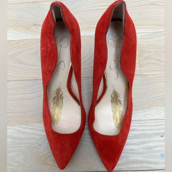 Jessica Simpson Curvy Red Suede Stiletto Pumps - Size 11 - Picture 3 of 6